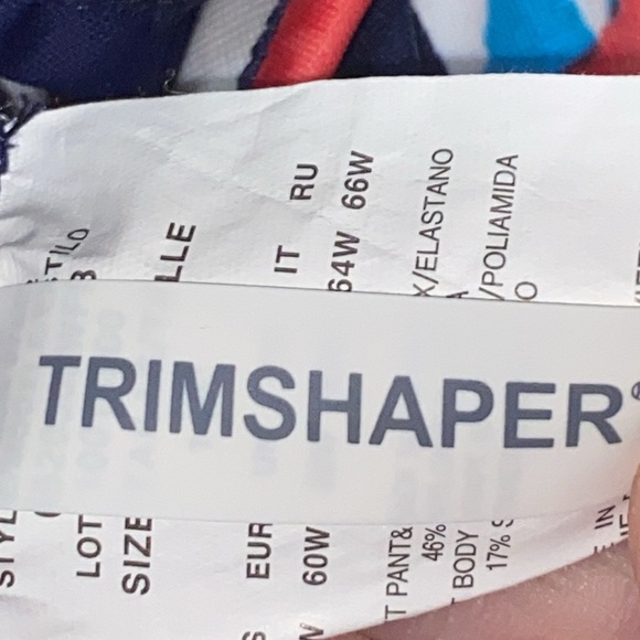 TRIMSHAPER ONE PIECE SWIMSUIT WO PLUS SIZE 30 VIVID PRINT SIDE RUSHING EUC CLEAN - Picture 2 of 14